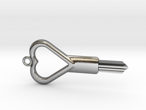 ABUS Pad Lock Key Blank - Heart Design in Polished Silver