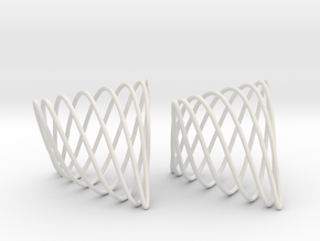 Tetrahedral Cage Earrings in White Natural Versatile Plastic