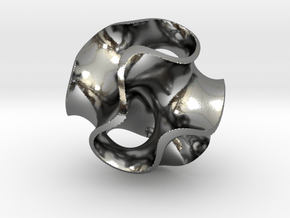 Gyroid Pendant in Polished Silver