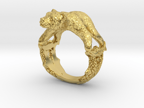 Baby Bear Ring in Polished Brass: 4 / 46.5