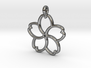 SAKURA  PENDANT TOP in Fine Detail Polished Silver: Small