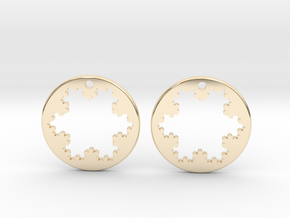 Koch Snowflake Earrings in 14k Gold Plated Brass