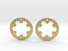 Koch Snowflake Earrings in Natural Brass