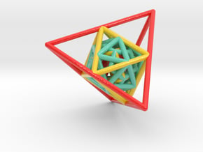 Nested Platonic Solids (Version T) in Glossy Full Color Sandstone