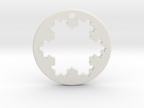 Koch Snowflake Pendant in White Natural Versatile Plastic