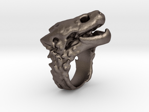 snapping-turtle-skull-ring-59.60mm in Polished Bronzed-Silver Steel: 9.75 / 60.875