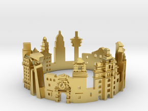 San Antonio Skyline - Cityscape Ring in Polished Brass: 8 / 56.75