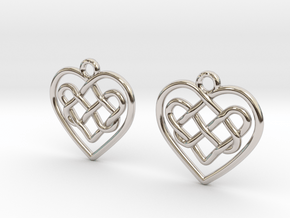 Heart in heart [earrings] in Rhodium Plated Brass