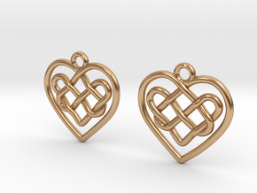 Heart in heart [earrings] in Polished Bronze