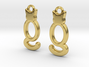 Cats [earrings] in Polished Brass