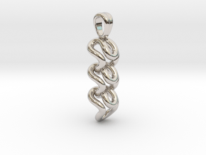 Strange knit [pendant] in Rhodium Plated Brass
