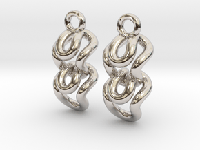 Strange knit [earrings] in Rhodium Plated Brass