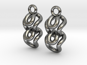 Strange knit [earrings] in Polished Silver