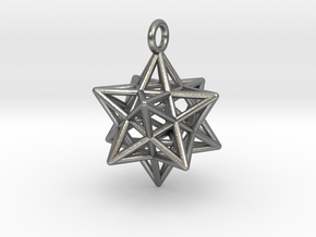 stellated dodecahedron earring, loop  in Natural Silver