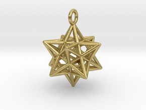 stellated dodecahedron earring, loop  in Natural Brass