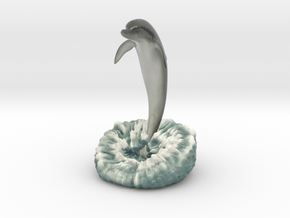 Dolphin tail dancing (3" tall) in Glossy Full Color Sandstone