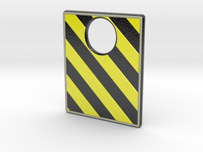 Pinball Plunger Plate - Hazard Tape - mirrored in Glossy Full Color Sandstone