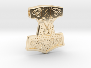 ᚦᛟᚱ Thor's Mjölnir Amulet/Pendant 37.7x43.4x9.5mm in 14K Yellow Gold