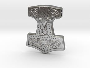 ᚦᛟᚱ Thor's Mjölnir Amulet/Pendant 37.7x43.4x9.5mm in Natural Silver
