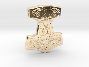 ᚦᛟᚱ Thor's Mjölnir Amulet/Pendant 37.7x43.4x9.5mm in 14k Gold Plated Brass