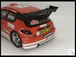 Rear Wing for SCX Peugeot 206 WRC in White Natural Versatile Plastic