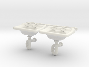 Wash Sink 1:24 Scale in White Natural Versatile Plastic
