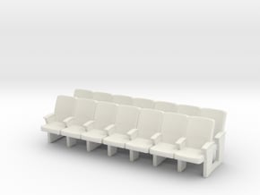 Cinema seats 01. 1:64 Scale (S)  2 Rows x 8 Seat in White Natural Versatile Plastic