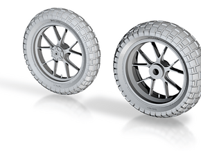 1/6 10 Spoke Wheel with Tyre in Tan Fine Detail Plastic