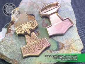 ᚦᛟᚱ Thor's Mjölnir Amulet/Pendant 37.7x43.4x9.5mm in Natural Bronze