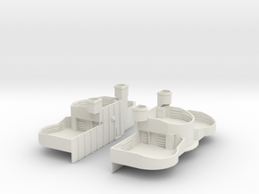 1/144 US Iowa Structure Deck 4 Tubs 40mm Amidship in White Natural Versatile Plastic