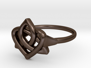 irish heart knot ring in Polished Bronze Steel: 5 / 49