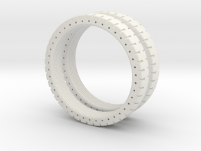 T34-roadwheel_rubber_tire(pattern+hole) in White Natural Versatile Plastic