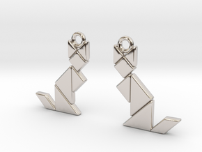 Cat tangram in Rhodium Plated Brass