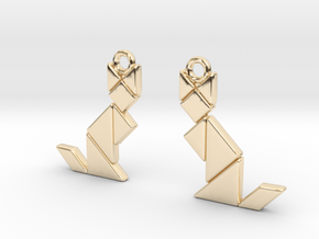 Cat tangram in 14k Gold Plated Brass