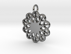 Flower Pendant- Makom Jewelry in Fine Detail Polished Silver