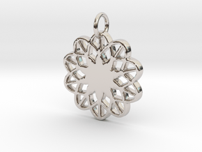 Flower Pendant- Makom Jewelry in Rhodium Plated Brass