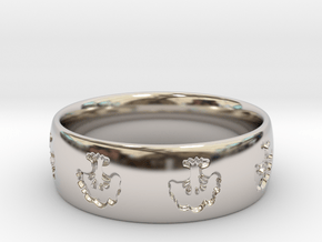 MTG Forest Land Ring in Rhodium Plated Brass: 6 / 51.5