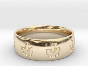 MTG Forest Land Ring in 14k Gold Plated Brass: 6 / 51.5