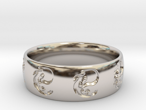 MTG Mountain Land Ring in Rhodium Plated Brass: 6 / 51.5