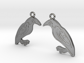 Odin's ravens in Polished Silver