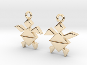 Tangram turtle in 14k Gold Plated Brass