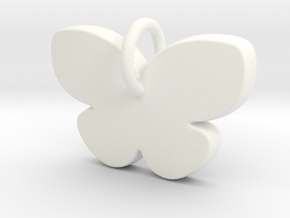 Butterfly  Pendant - Makom  Jewelry  in White Smooth Versatile Plastic