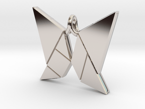 Butterfly tangram [pendant] in Rhodium Plated Brass