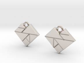 Tangram Hearts in Rhodium Plated Brass