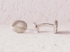 Dickinsonia Fossil Cufflinks in Polished Silver