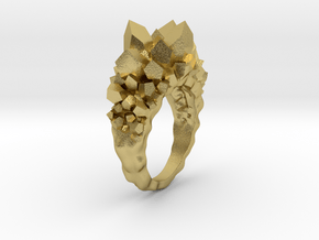 Crystal Ring size 5,5  in Natural Brass