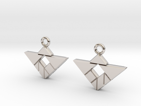 Tangram triangle and square in Rhodium Plated Brass