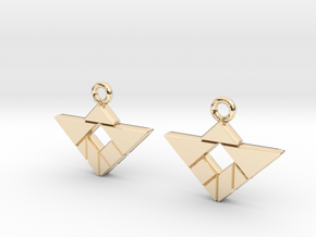 Tangram triangle and square in 14k Gold Plated Brass