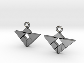 Tangram triangle and square in Polished Silver