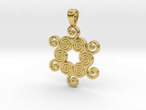 Six united triskell [pendant] in Polished Brass